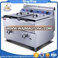 Commercial Kitchen 2 Tanks Stainless Steel Gas Deep Fryer Commercial Deep Fryers